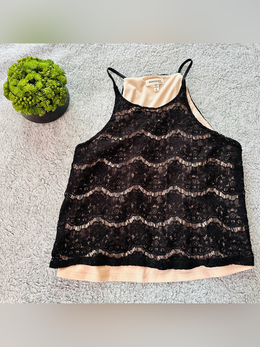 🖤✨ Coquette Romantic Y2K Layering Camisole |  Monteau Lace Halter Tank Top